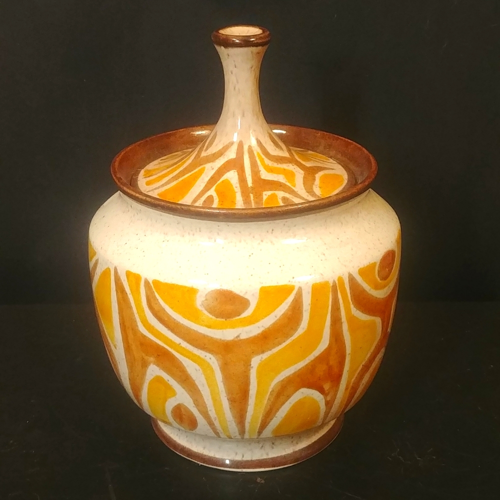 Red Wing MCM Lidded Abstract Ceramic Jar Vase